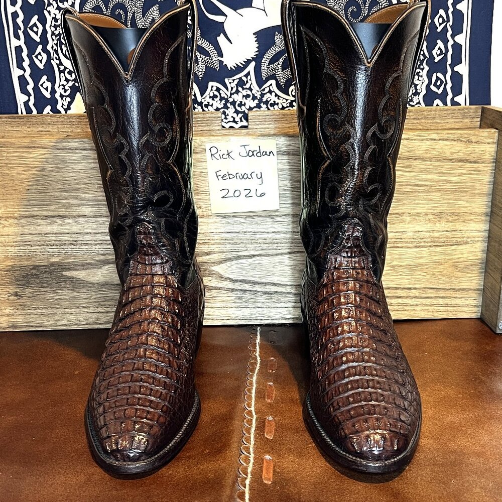 [SOLD] Lucchese Handmade Sienna-Brown Nile Hornback Cowboy Boots in Men's 11D
